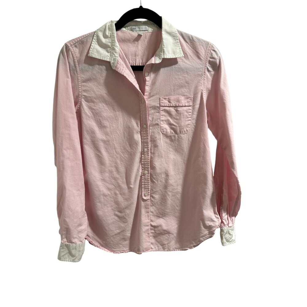 🌸3/$15🌸Gap Womens Pink & White Button-Up Long Sleeve Shirt Medium Cotton
